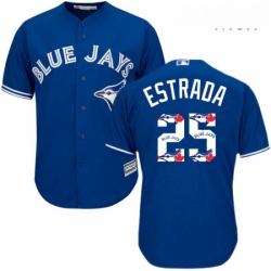 Mens Majestic Toronto Blue Jays 25 Marco Estrada Authentic Blue Team Logo Fashion MLB Jersey