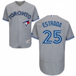 Mens Majestic Toronto Blue Jays 25 Marco Estrada Grey Road Flex Base Authentic Collection MLB Jersey