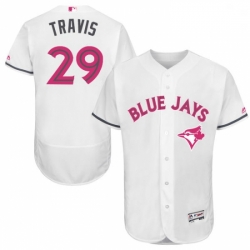 Mens Majestic Toronto Blue Jays 29 Devon Travis Authentic White 2016 Mothers Day Fashion Flex Base MLB Jersey