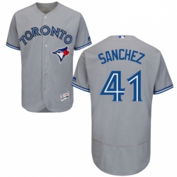 Mens Majestic Toronto Blue Jays 41 Aaron Sanchez Grey Road Flex Base Authentic Collection MLB Jersey