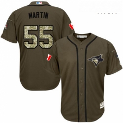 Mens Majestic Toronto Blue Jays 55 Russell Martin Replica Green Salute to Service MLB Jersey