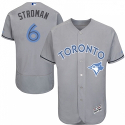 Mens Majestic Toronto Blue Jays 6 Marcus Stroman Authentic Gray 2016 Fathers Day Fashion Flex Base MLB Jersey