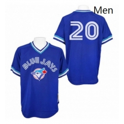 Mens Mitchell and Ness Toronto Blue Jays 20 Josh Donaldson Replica Blue Throwback MLB Jersey