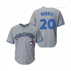 Mens Toronto Blue Jays 20 Bud Norris Replica Grey Road Baseball Jersey 