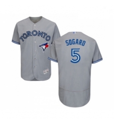 Mens Toronto Blue Jays 5 Eric Sogard Grey Road Flex Base Authentic Collection Baseball Jersey