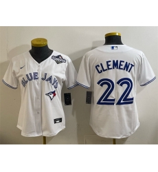 Women Toronto Blue Jays 22 Ernie Clement White 2025 World Series Home Cool Base Stitched Baseball Jersey Women Toronto Blue Jays 22 Ernie Clement White 2025 World Series Home Cool Base Stitched Baseball Jersey