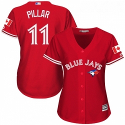 Womens Majestic Toronto Blue Jays 11 Kevin Pillar Authentic Red Canada Day MLB Jersey