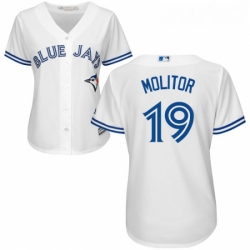 Womens Majestic Toronto Blue Jays 19 Paul Molitor Authentic White Home MLB Jersey