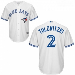 Womens Majestic Toronto Blue Jays 2 Troy Tulowitzki Replica White MLB Jersey