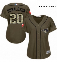 Womens Majestic Toronto Blue Jays 20 Josh Donaldson Replica Green Salute to Service MLB Jersey