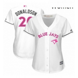 Womens Majestic Toronto Blue Jays 20 Josh Donaldson Replica White Mothers Day Cool Base MLB Jersey