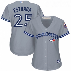 Womens Majestic Toronto Blue Jays 25 Marco Estrada Authentic Grey Road MLB Jersey