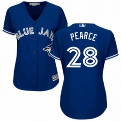 Womens Majestic Toronto Blue Jays 28 Steve Pearce Authentic Blue Alternate MLB Jersey 