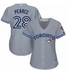 Womens Majestic Toronto Blue Jays 28 Steve Pearce Authentic Grey Road MLB Jersey 