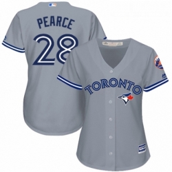 Womens Majestic Toronto Blue Jays 28 Steve Pearce Replica Grey Road MLB Jersey 