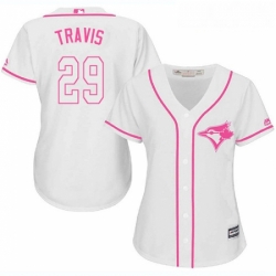 Womens Majestic Toronto Blue Jays 29 Devon Travis Replica White Fashion Cool Base MLB Jersey