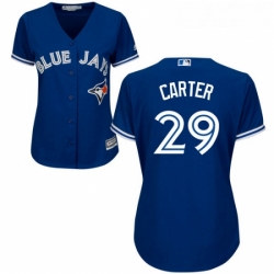 Womens Majestic Toronto Blue Jays 29 Joe Carter Replica Blue Alternate MLB Jersey