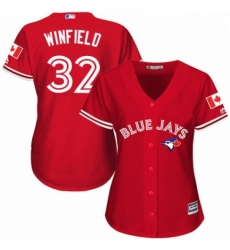 Womens Majestic Toronto Blue Jays 32 Dave Winfield Authentic Scarlet Alternate MLB Jersey 