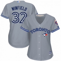 Womens Majestic Toronto Blue Jays 32 Dave Winfield Replica Grey Road MLB Jersey 