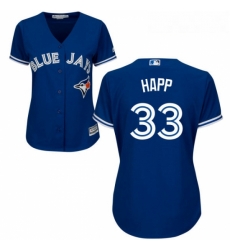 Womens Majestic Toronto Blue Jays 33 JA Happ Authentic Blue Alternate MLB Jersey