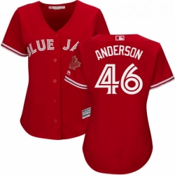 Womens Majestic Toronto Blue Jays 46 Brett Anderson Authentic Scarlet Alternate MLB Jersey 