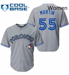 Womens Majestic Toronto Blue Jays 55 Russell Martin Replica Grey MLB Jersey