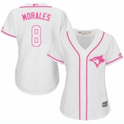 Womens Majestic Toronto Blue Jays 8 Kendrys Morales Replica White Fashion Cool Base MLB Jersey