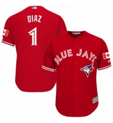 Youth Majestic Toronto Blue Jays 1 Aledmys Diaz Replica Scarlet Alternate MLB Jersey 