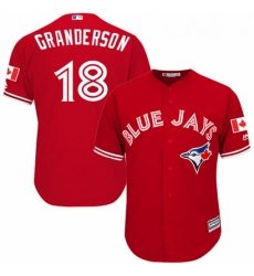 Youth Majestic Toronto Blue Jays 18 Curtis Granderson Authentic Scarlet Alternate MLB Jersey 