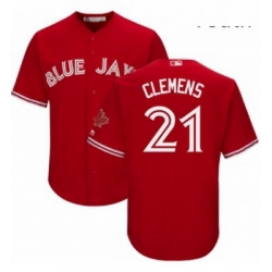 Youth Majestic Toronto Blue Jays 21 Roger Clemens Authentic Scarlet Alternate MLB Jersey