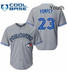 Youth Majestic Toronto Blue Jays 23 Dalton Pompey Replica Grey Road MLB Jersey