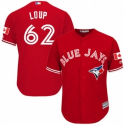 Youth Majestic Toronto Blue Jays 62 Aaron Loup Authentic Scarlet Alternate MLB Jersey 