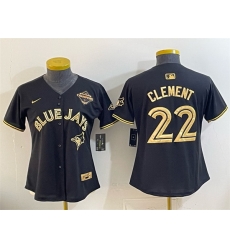 Youth Toronto Blue Jays 22 Ernie Clement Black Gold 2025 American League Champions Limited Stitched Baseball Jersey
