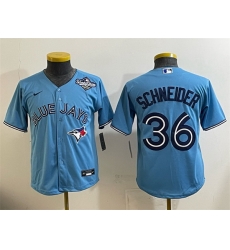 Youth Toronto Blue Jays 36 Davis Schneider Blue 2025 World Series Cool Base Stitched Baseball Jersey