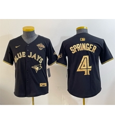 Youth Toronto Blue Jays 4 George Springer Black Gold 2025 American League Champions Limited Stitched Baseball Jersey