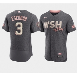 Men Washington Nationals 3 Alcides Escobar 2022 Grey City Connect Cherry Blossom Flex Base Stitched MLB jersey