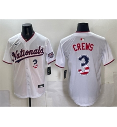 Men Washington Nationals  3 Dylan Crews White USA 250 Fourth of July Home Stitched Baseball Jersey