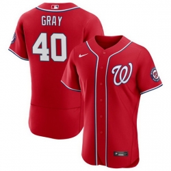 Men Washington Nationals 40 Josiah Gray Red Flex Base Stitched MLB Jersey