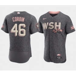 Men Washington Nationals 46 Patrick Corbin 2022 Grey City Connect Cherry Blossom Flex Base Stitched MLB jersey