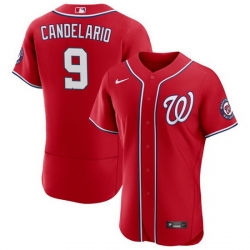 Men Washington Nationals 9 Jeimer Candelario Red Flex Base Stitched MLB Jersey