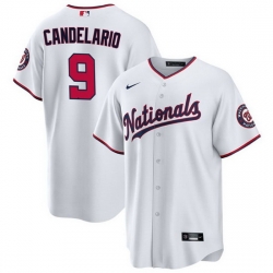 Men Washington Nationals 9 Jeimer Candelario White Cool Base Stitched Baseball Jersey