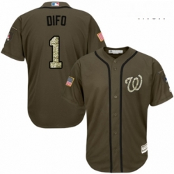 Mens Majestic Washington Nationals 1 Wilmer Difo Authentic Green Salute to Service MLB Jersey 