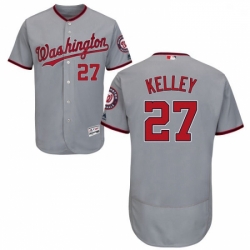 Mens Majestic Washington Nationals 27 Shawn Kelley Grey Road Flex Base Authentic Collection MLB Jersey