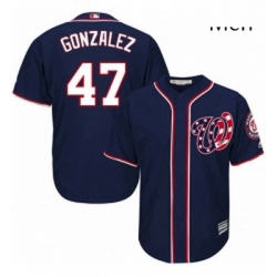 Mens Majestic Washington Nationals 47 Gio Gonzalez Replica Navy Blue Alternate 2 Cool Base MLB Jersey