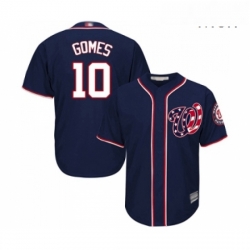 Mens Washington Nationals 10 Yan Gomes Replica Navy Blue Alternate 2 Cool Base Baseball Jersey 