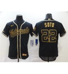 Nationals 22 Juan Soto Black Gold 2020 Nike Flexbase Jersey