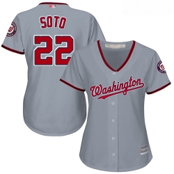 Nationals #22 Juan Soto Grey Road Women Stitched Baseball Jersey