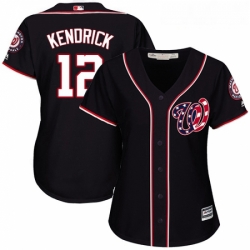 Womens Majestic Washington Nationals 12 Howie Kendrick Authentic Red Alternate 1 Cool Base MLB Jersey 