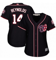 Womens Majestic Washington Nationals 14 Mark Reynolds Replica Navy Blue Alternate 2 Cool Base MLB Jersey 