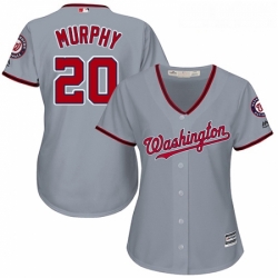 Womens Majestic Washington Nationals 20 Daniel Murphy Replica Grey Road Cool Base MLB Jersey